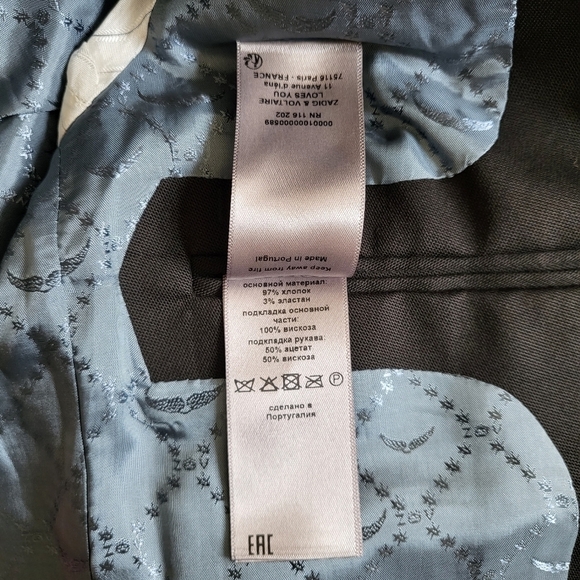 New Zadig & Voltaire Viva Skull Stars Strass Black Blazer Suit Jacket NWT 34/XS - Picture 14 of 15